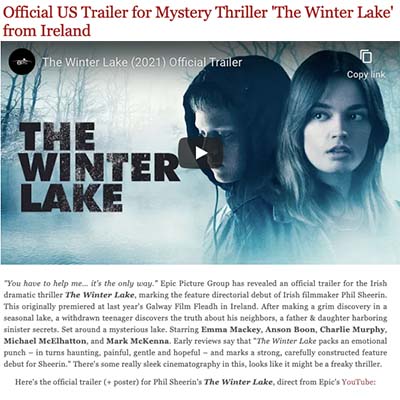 Official US Trailer for Mystery Thriller 'The Winter Lake' from Ireland